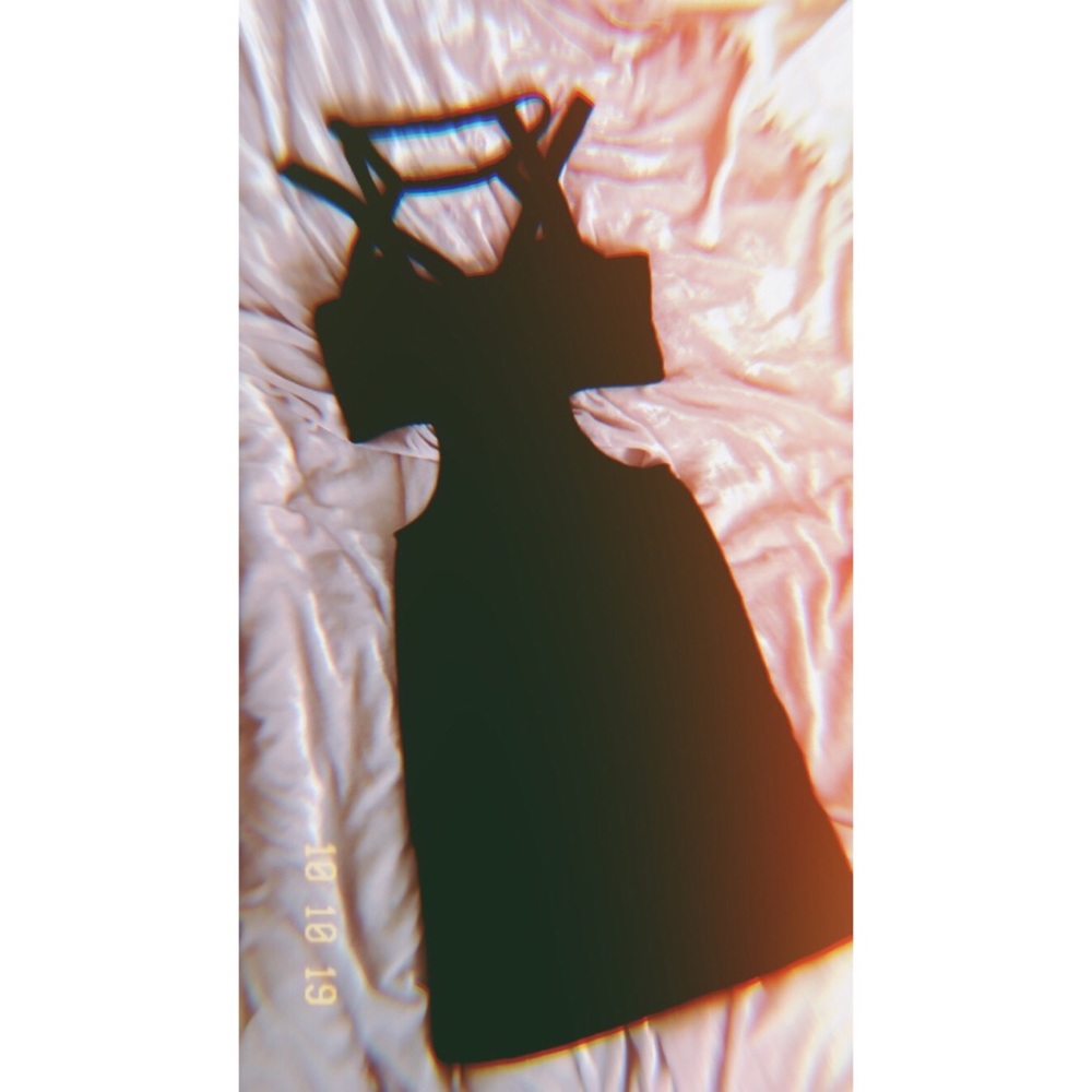 Nastgal Geometric Black Dress Rib cut out Small
